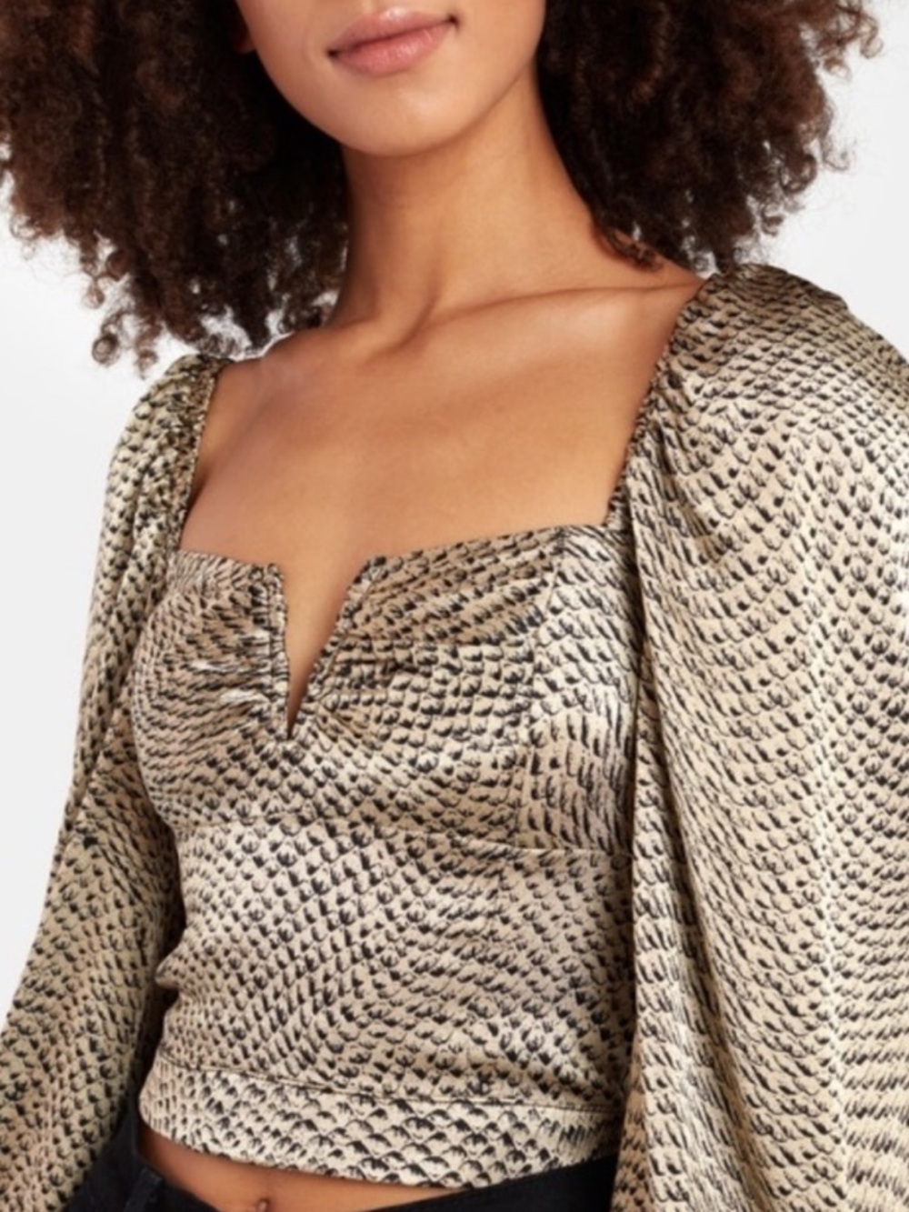 Ellejay Alexa puff sleeve bustier crop top - NWT size med 💛🖤